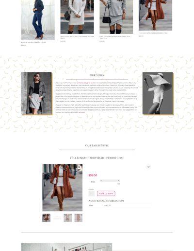 Website design for Magnolia Park Boutique with highlights of maroon and pink